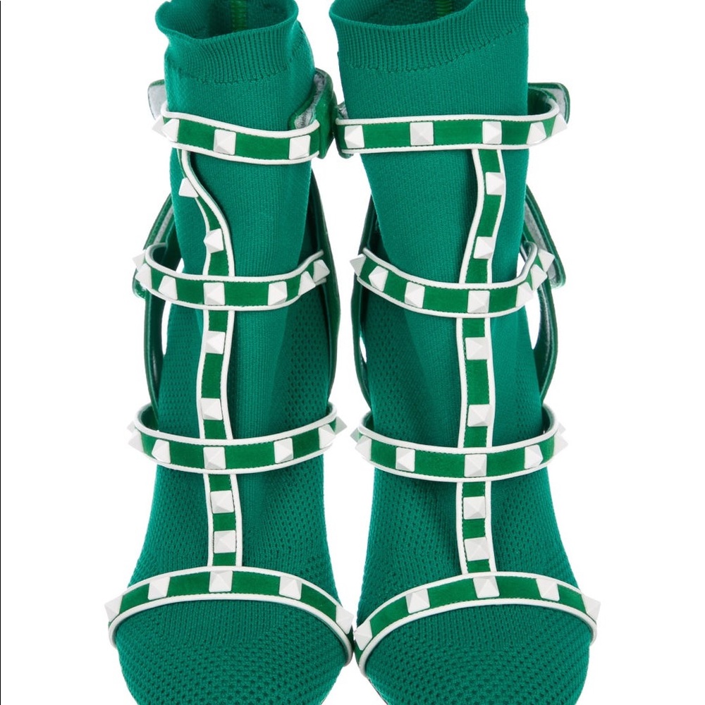 Green Valentino rockstud boot size 38.5